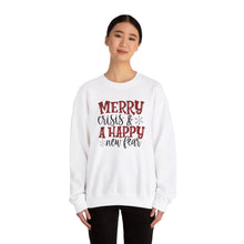 Load image into Gallery viewer, Merry Crisis and a Happy New Fear Unisex Crewneck Sweatshirt
