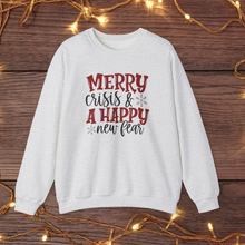 Load image into Gallery viewer, Merry Crisis and a Happy New Fear Unisex Crewneck Sweatshirt
